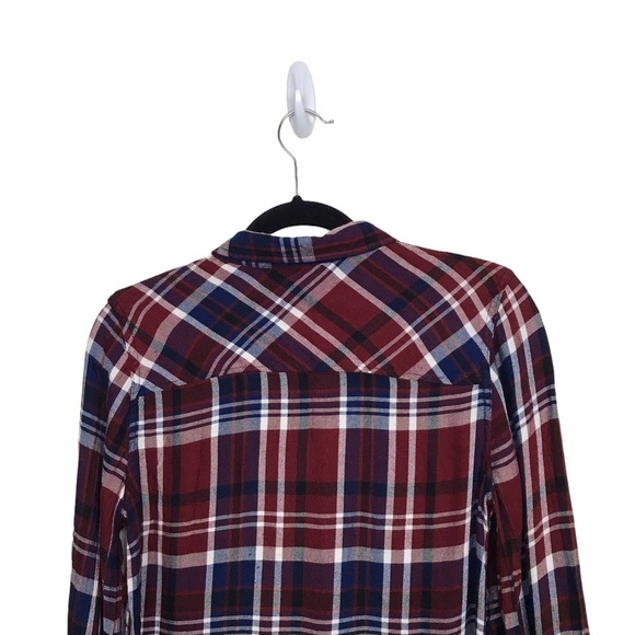 Pink Rose Red Plaid Long Sleeve Button Up Shirt - Picture 5 of 11